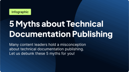 An infographic titled "5 Myths about Technical Documentation Publishing" that addresses misconceptions held by content leaders about this topic.