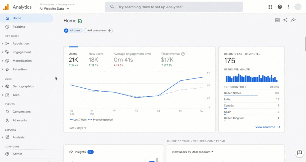 Google Analytics dashboard.