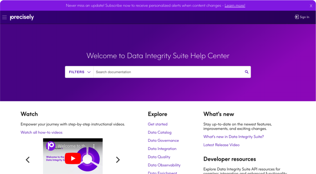 Precisely Documentation Portal