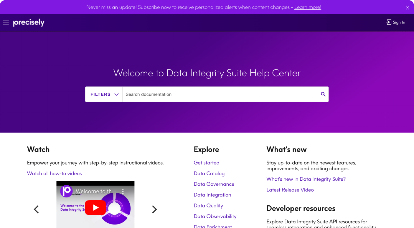 Precisely Documentation Portal