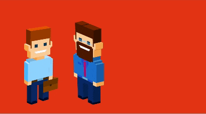 Pixel-art executive saying, “Content isn't important to us. A new system is not important to the core of our business.” on a red background.