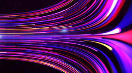 Abstract visual of purple and blue light representing continuous flow and delivery.