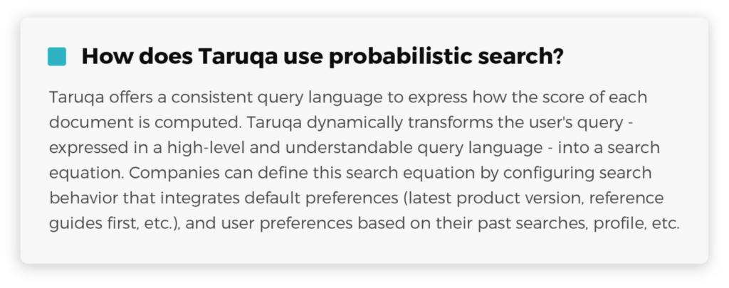 Explanation of Taruqa probabilistic search.