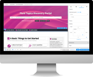 Computer screen displaying fluid topics portal.