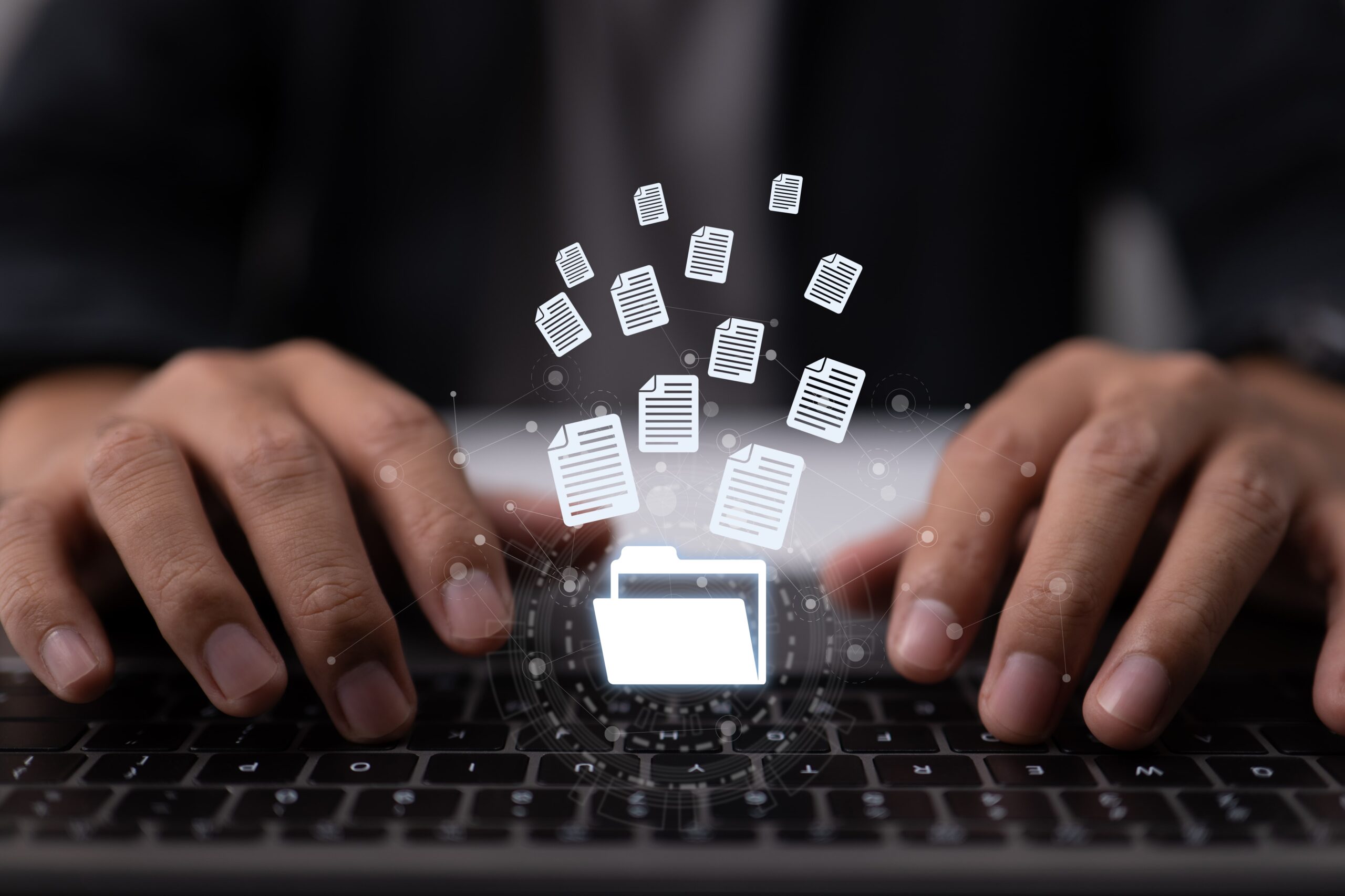 Hands on keyboard, AI transforming technical documentation.