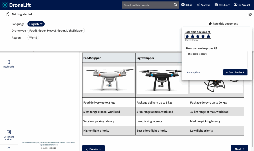 Dronelift rating and feedback