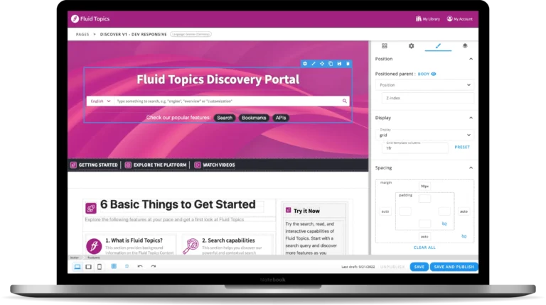 Page designer example for discover fluid topics