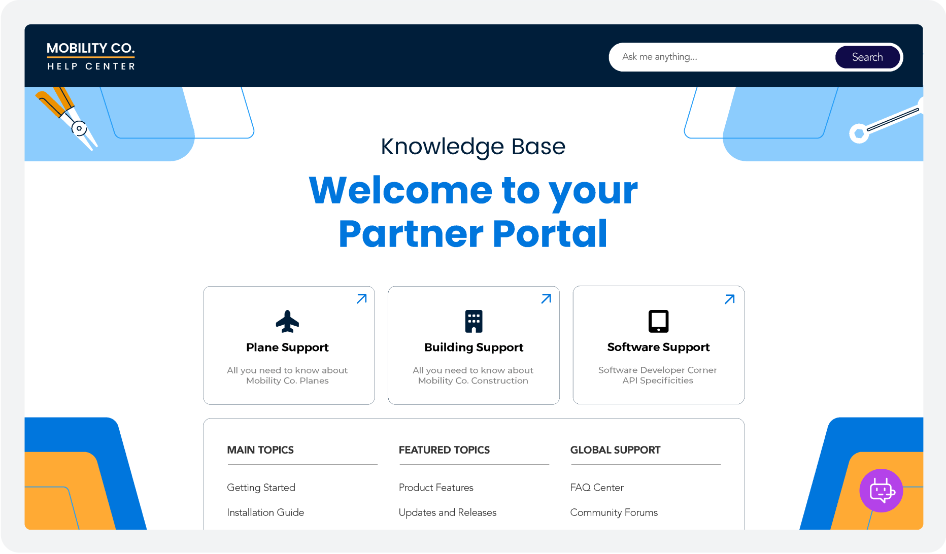 Mobility Co. partners portal homepage dedicated to partners.