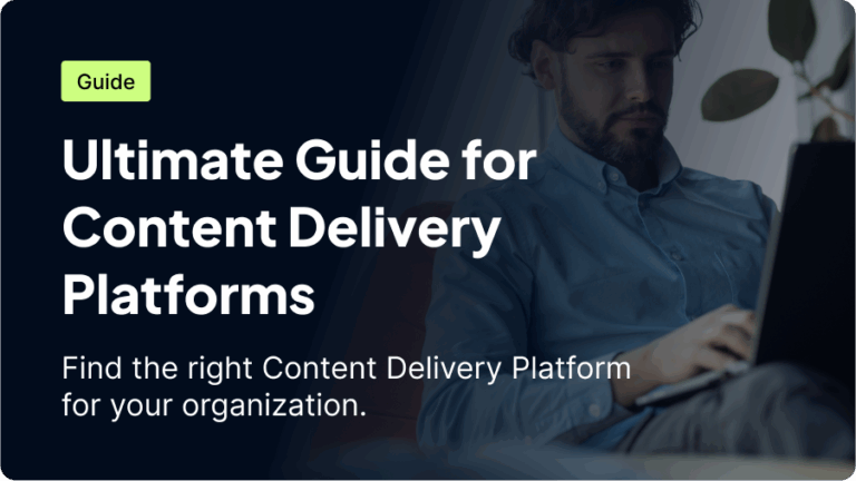 An illustration featuring a title about a guide to content delivery platforms for SaaS companies, aimed at tech documentation decision-makers.