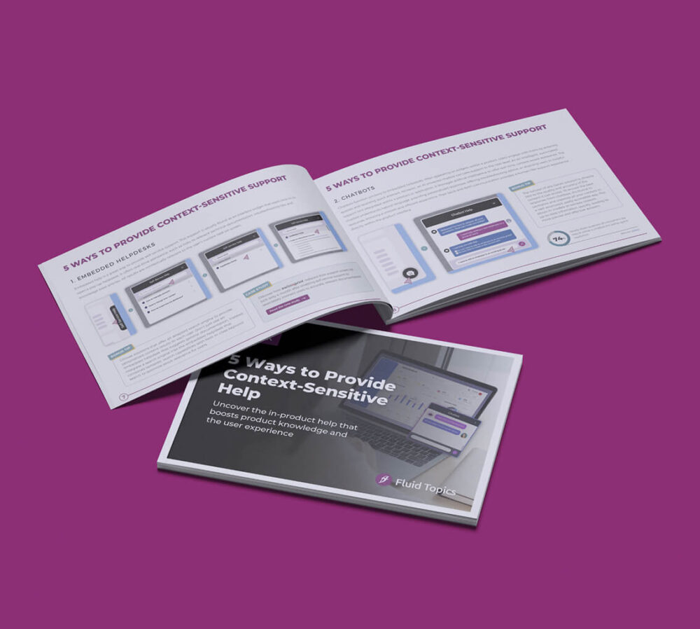 Cover and inner page of guide : 5 ways to provide context-sensitive help