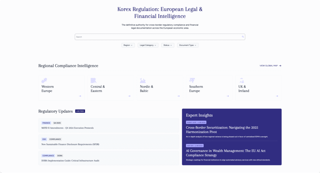 Korex Regulation: Your definitive source for European legal and financial compliance intelligence, featuring regional insights, regulatory updates, and expert analysis on cross-border regulatory frameworks across the European economic area.