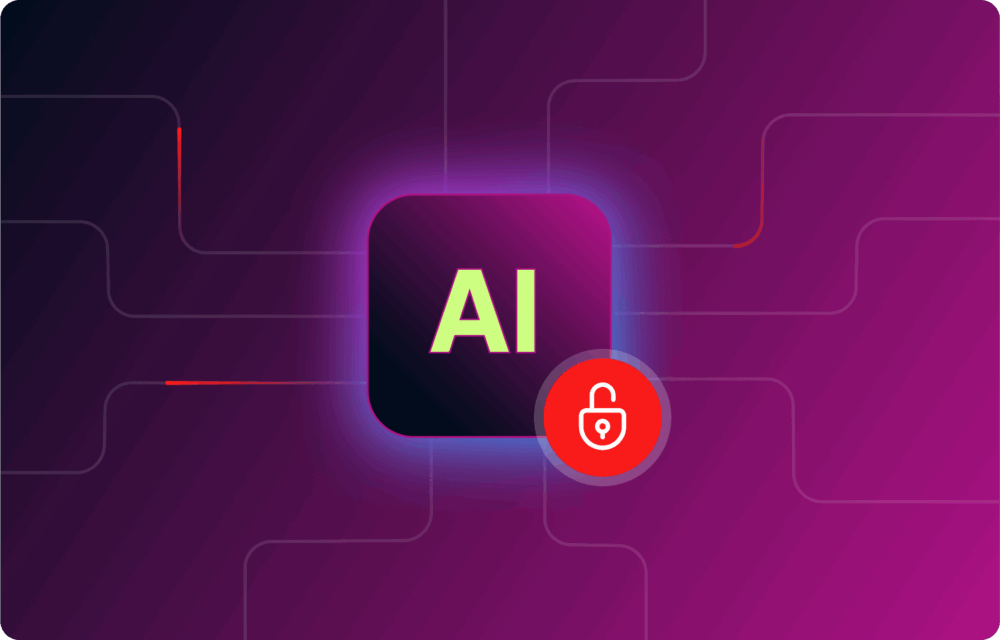 A purple square featuring a red and yellow logo with the letters "AI." and connected red data silos