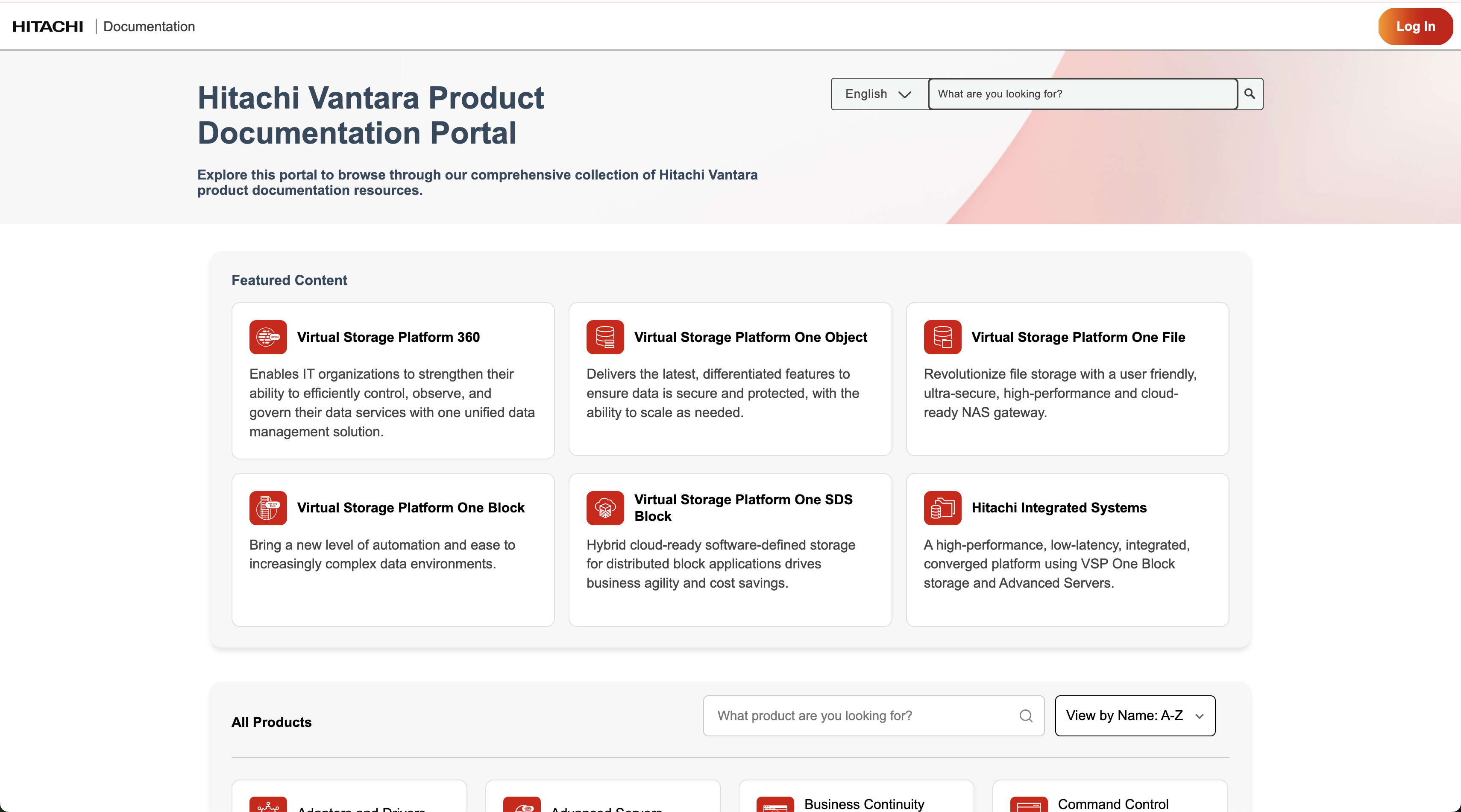 Image of Hitachi Vantara Documentation Portal