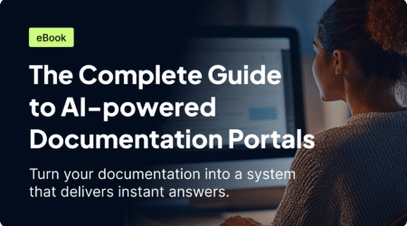 AI-powered documentation portals guide cover featuring modern design elements and technology graphics.