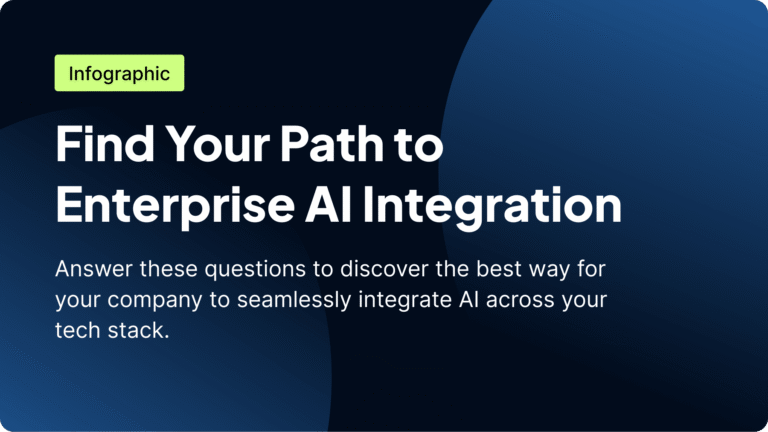 Banner with the title "Find your path to enterprise AI integration" on a dark blue and black background.