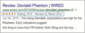 structured data displayed in google review
